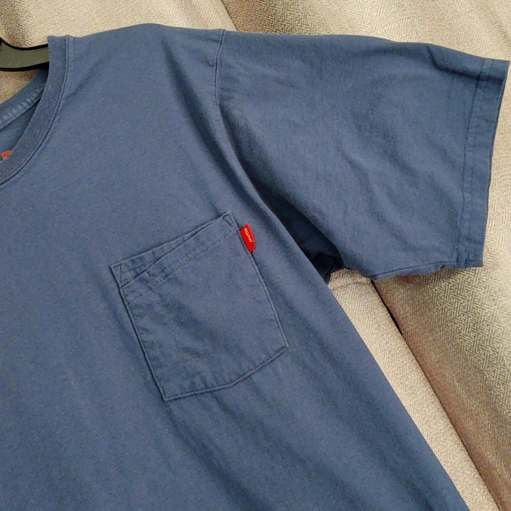 Red Kap Blue Crew Neck Pocket Work T-shirt. Sz Large